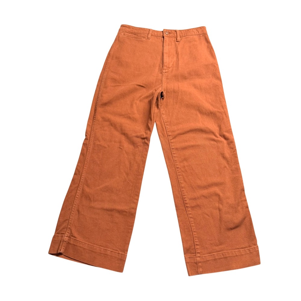 Quince Ultra-Stretch Wide Leg Chino Pants Rust Orange Size 28 High Rise Cropped